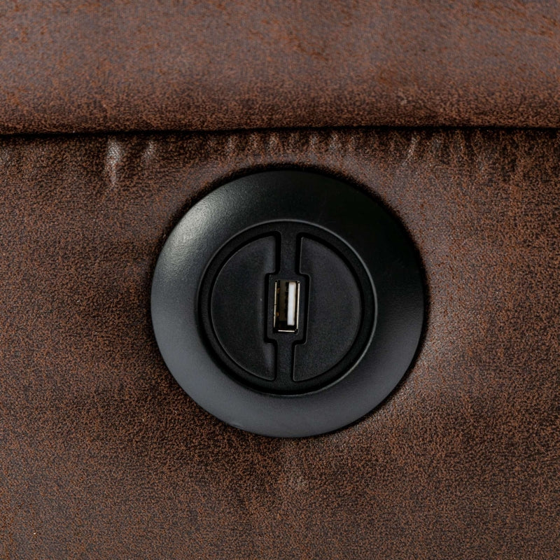 Large Executive Power Lift Recliner Chair with Heating and Massage, Heavy Duty Faux Leather, USB Port, Brown