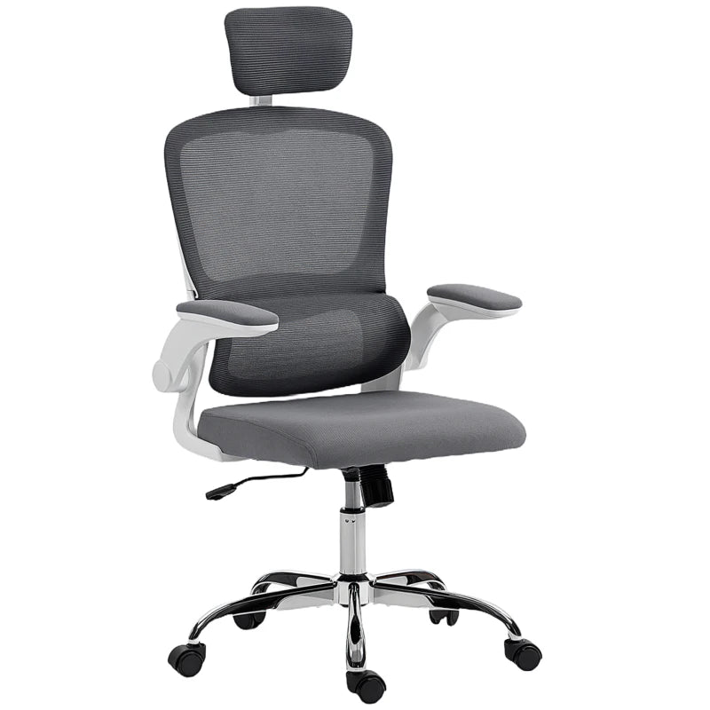 Ergonomic Mesh Back Office Chair with Lumbar Support - Stylish Charcoal Grey Design for Comfort and Productivity
