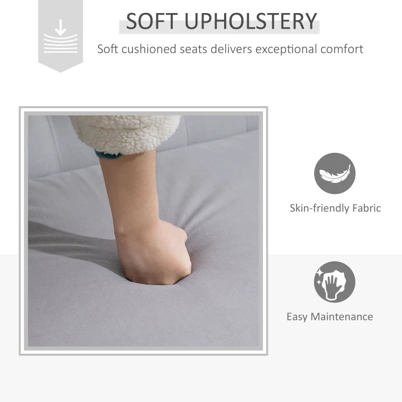 Vintage Button Tufted Chaise Lounger Sofa, Compact 2-Seater with Carved Legs for Bedroom or Living Room, Grey