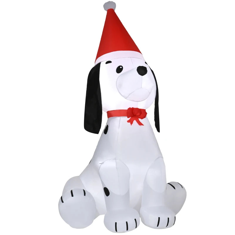 6ft Inflatable Christmas Puppy Dog with Santa Hat - Lighted Outdoor Holiday Decoration for Indoor & Outdoor Festivities