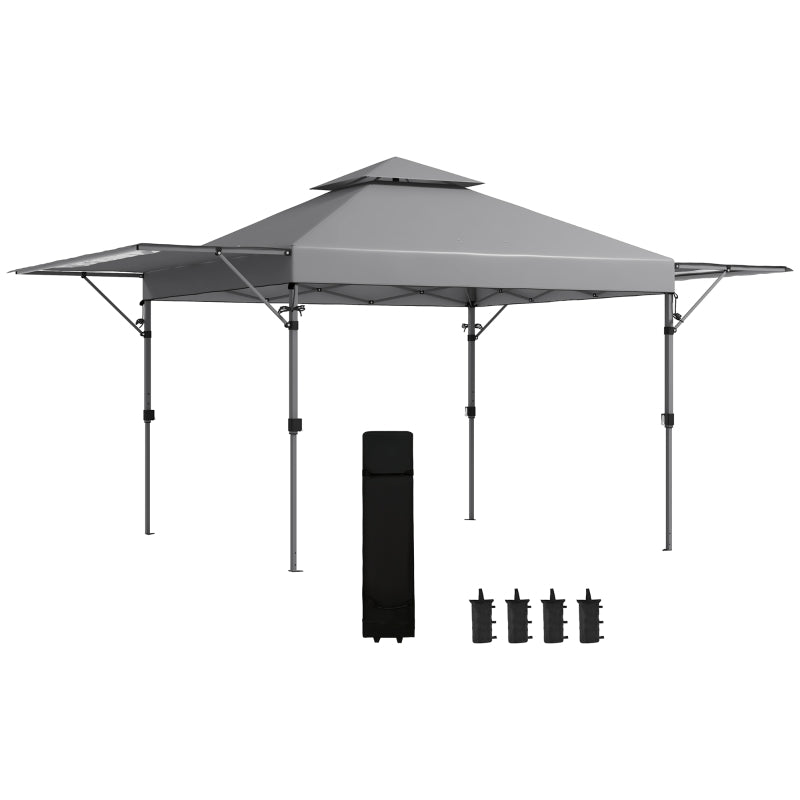 Adjustable 5x3m Pop-Up Gazebo Set - Grey