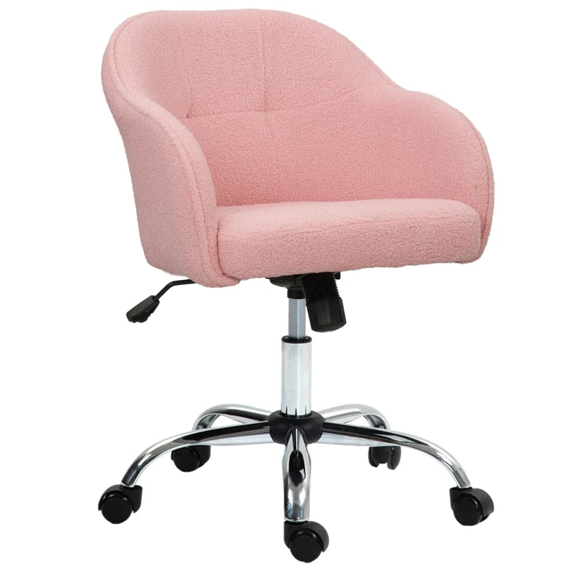 Pink Teddy Fleece Office Chair 46-56 cm - Cozy, Stylish, Adjustable Ergonomic Seating for Home & Office