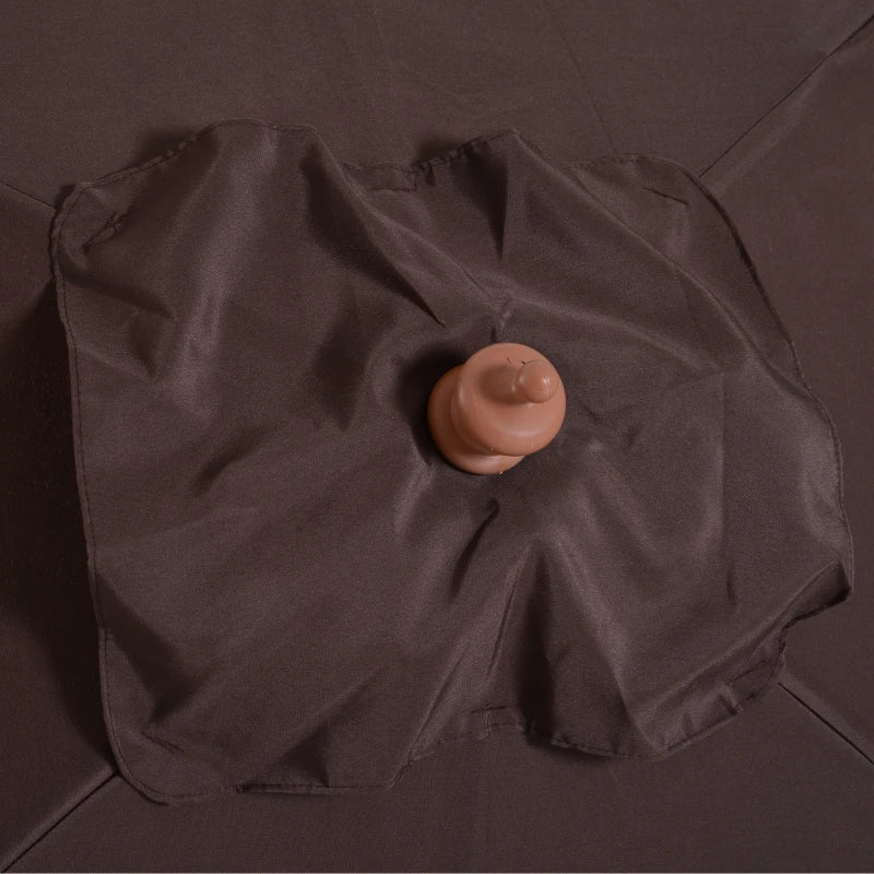 2m x 1.5m Coffee Garden Parasol Umbrella with Tilting Sunshade Canopy