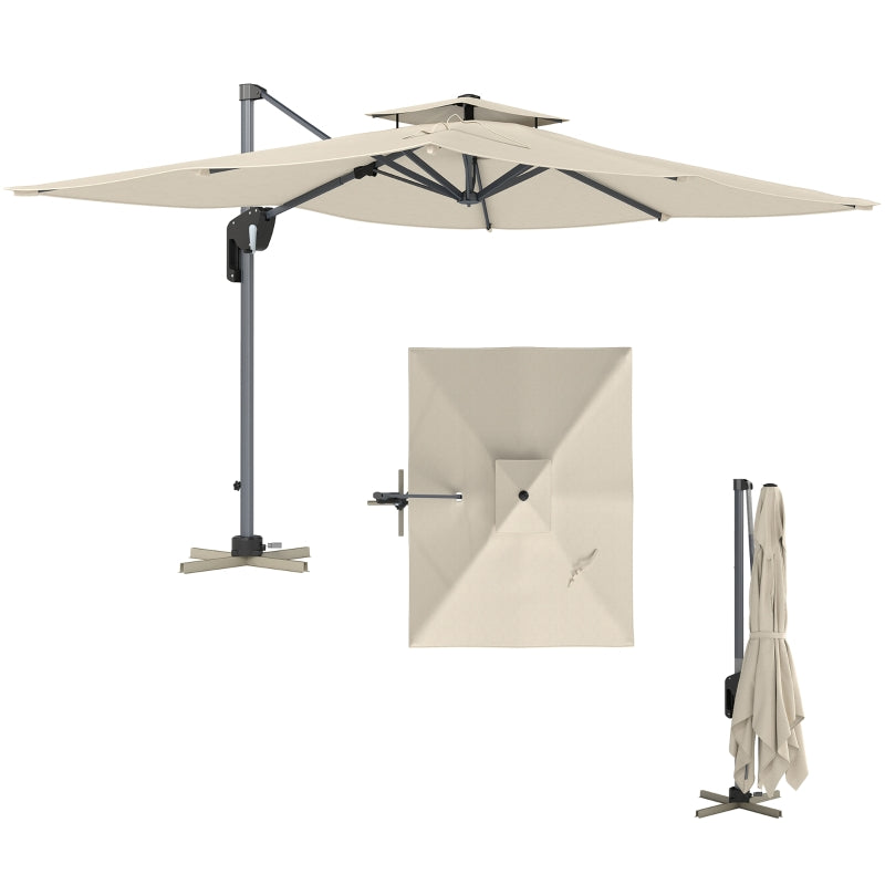 3.7m x 2.7m Cantilever Parasol Umbrella with 360° Rotation, Easy Tilt, UPF50+ Grey
