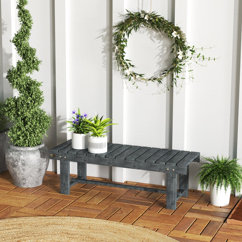 Grey Wooden 2-Seater Garden Bench