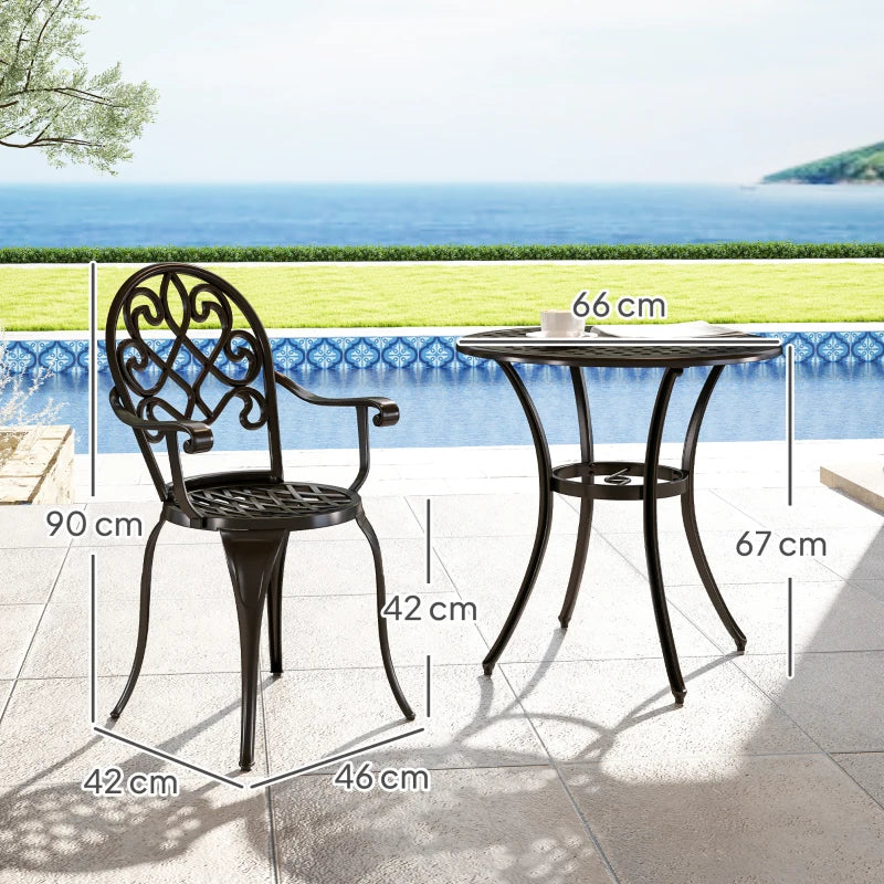 Elegant Black Aluminium Garden Set - 3-Piece Outdoor Furniture