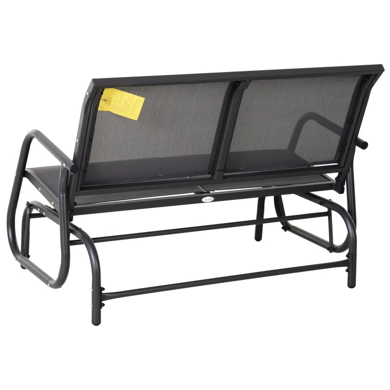 Grey 2-Person Outdoor Glider Bench Loveseat With /Power Coated Steel Frame for Garden Patio/Porch