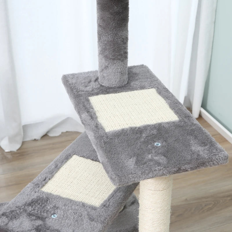 100 cm Cat Tree for Indoor Cats - Grey Kitten Scratching Post & Climbing Tower Activity Centre
