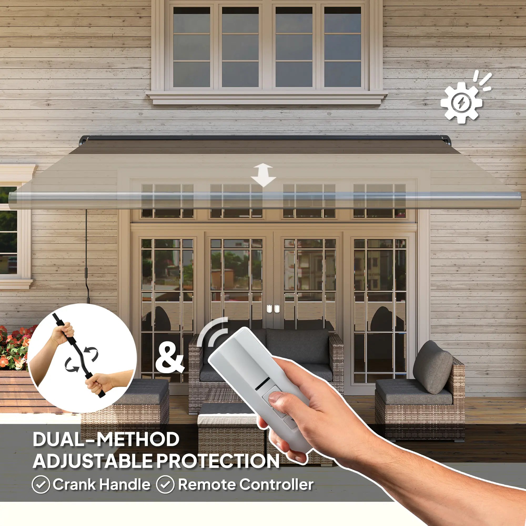 4m x 3m Full Cassette Electric Awning with Remote Controller - Aluminium Framed Retractable Garden Awning, UPF50+ Sun Shade Canopy