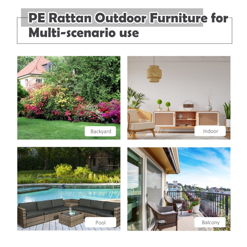 6 Piece Dark Brown Rattan Corner Sofa Set