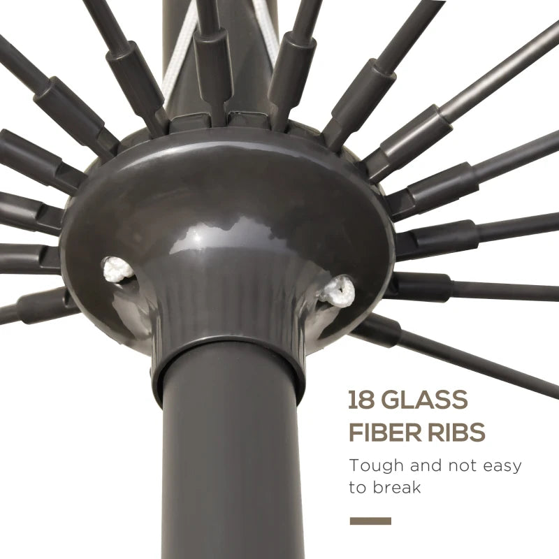 Adjustable 2.5m Garden Parasol Umbrella with Crank & Tilt, Off-White