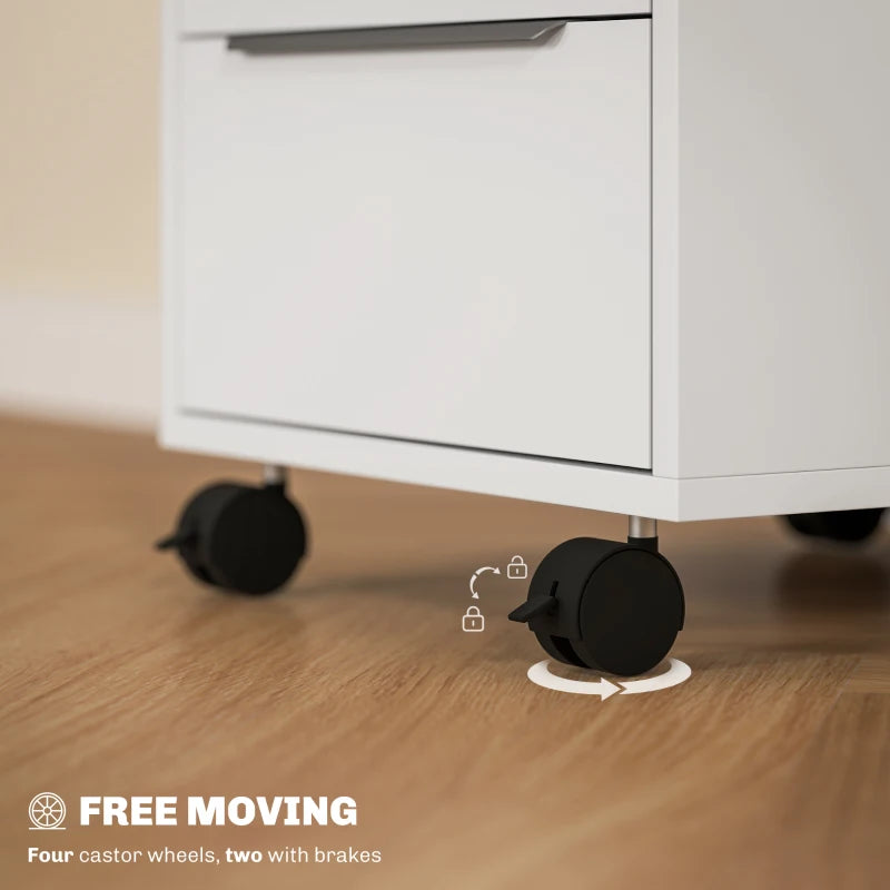 Secure White Three-Drawer Filing Cabinet with Lock - Ideal for Home Office Storage and Organization