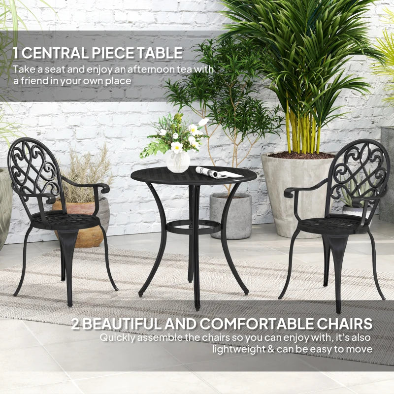 Elegant Black Aluminium Garden Set - 3-Piece Outdoor Furniture