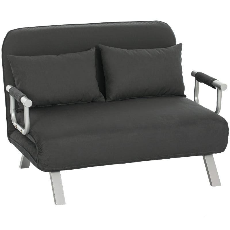 Charcoal Grey Two-Seater Click-Clack Sofa Bed for Stylish Living Spaces