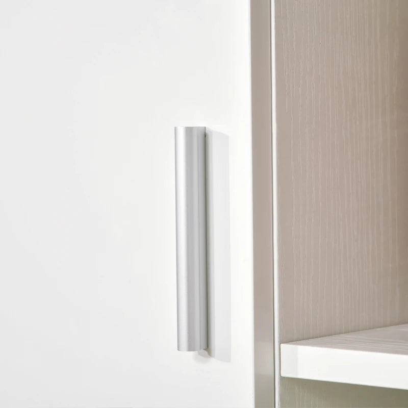 Modern White Kitchen Cupboard - Free Standing Storage Cabinet with Shelves & Drawer, 166 cm Tall Kitchen Unit