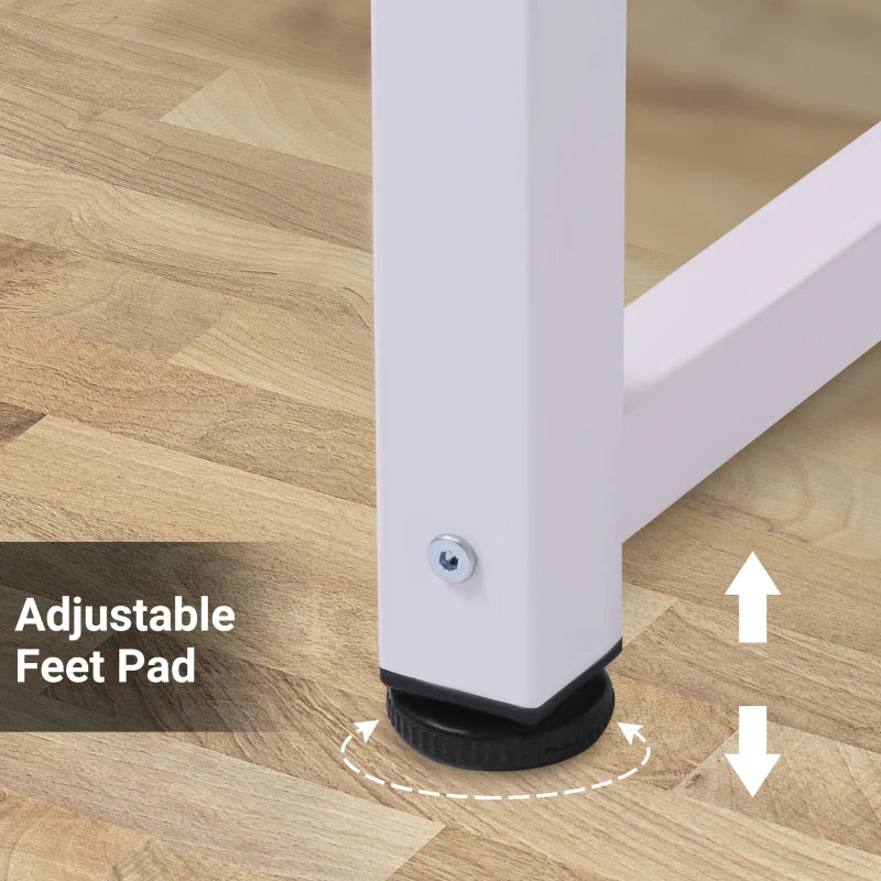 Modern White Computer Desk 120x60cm - Stylish Writing Table Workstation for Home Office & Study with Metal Frame, Easy Assembly