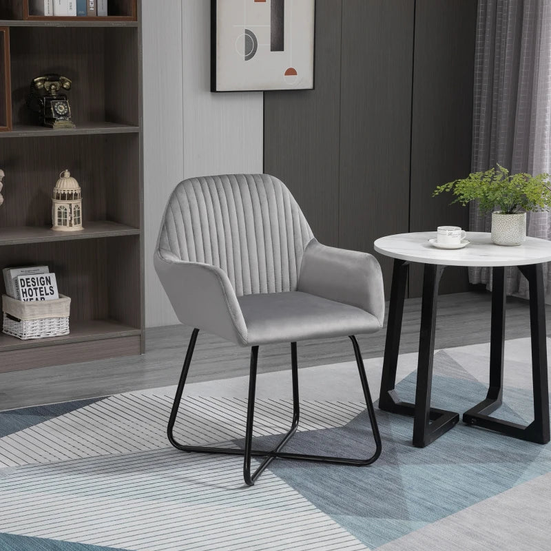 Modern Upholstered Accent Chair with Metal Base for Living Room in Grey - Stylish Armchair for Home Decor