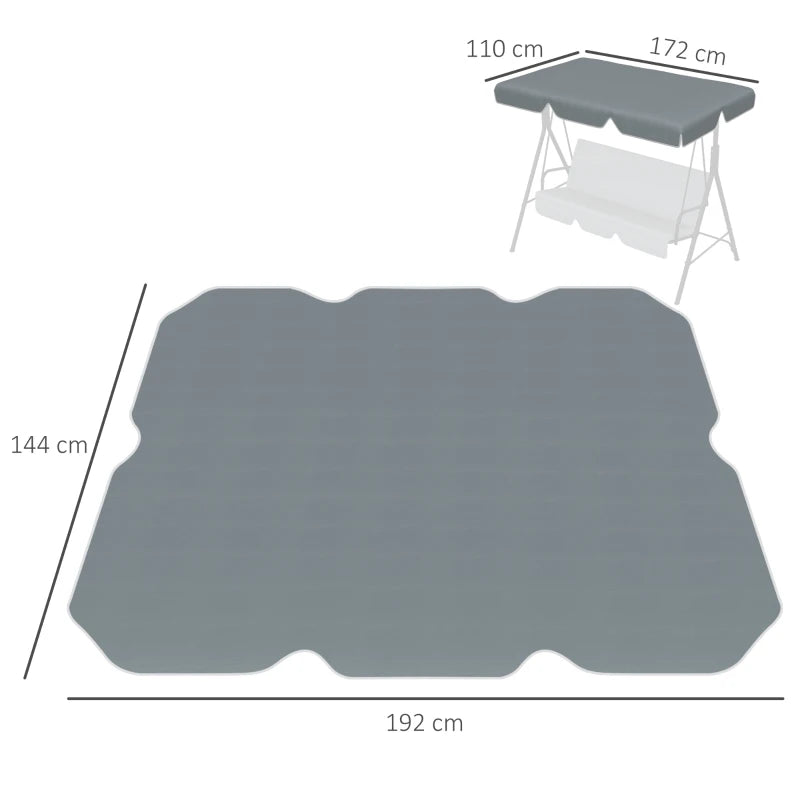 Dark Grey Swing Canopy Replacement for 2/3 Seater Swing Seat