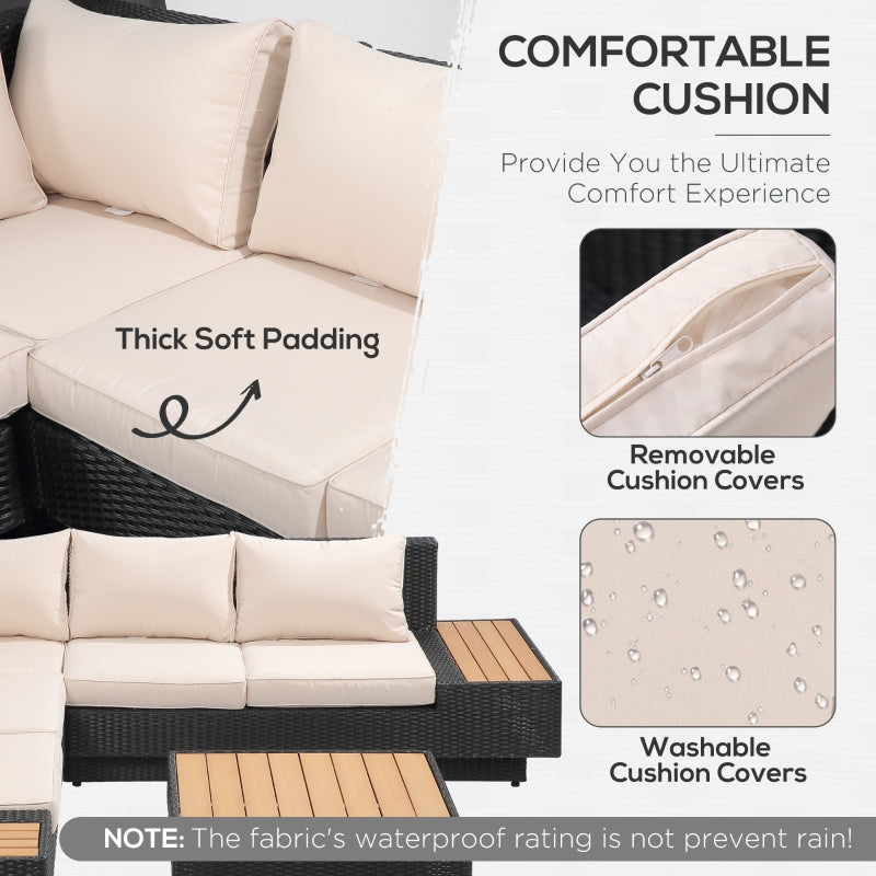 Luxury Black Rattan 4-Piece Outdoor Corner Sofa Set