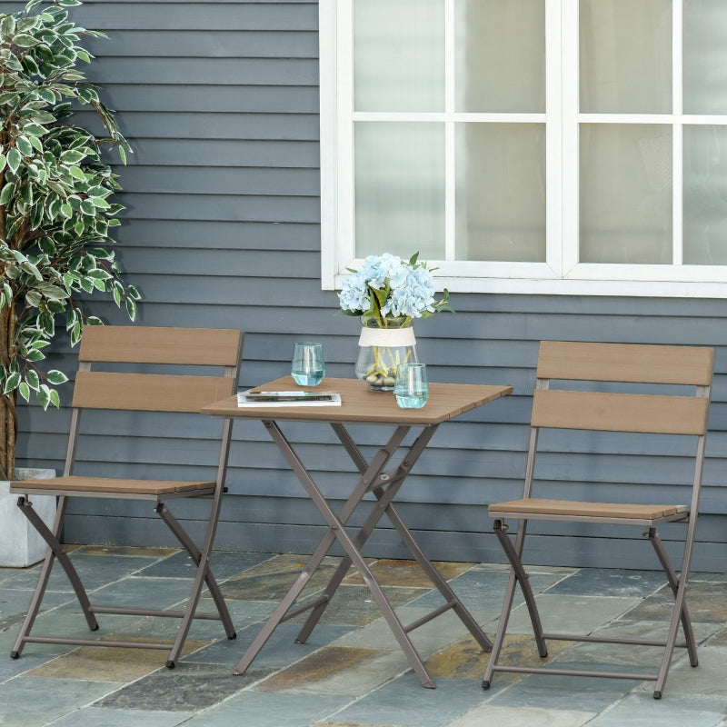 3 Piece Foldable Garden Bistro Set - Grey Patio Furniture Set with Table and 2 Chairs for Conservatory, Balcony, and Terrace