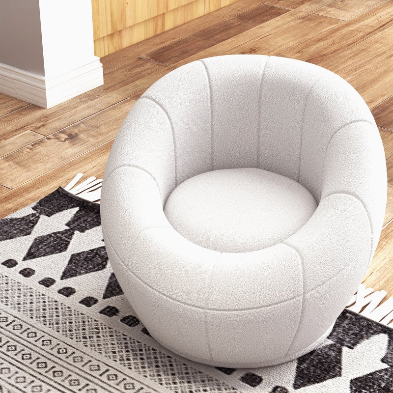 Stylish Swivel Upholstered Accent Chair for Living Room, Bedroom or Home Office in White
