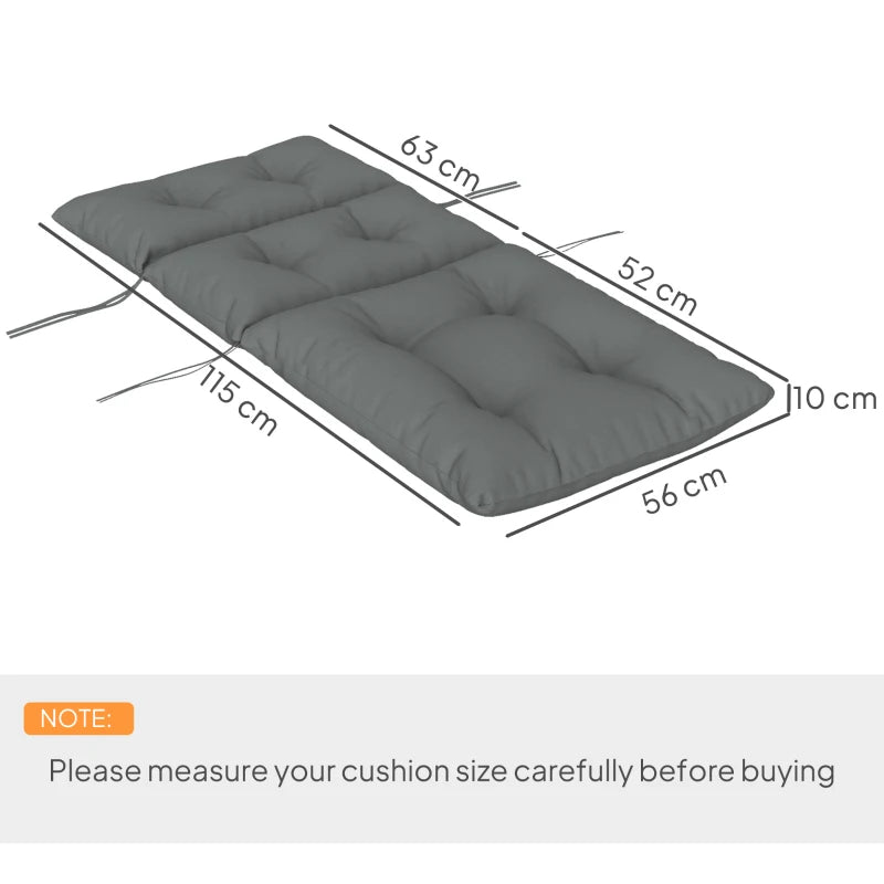 Padded Seat Cushion for 115 x 56cm Rocking Chair - Light Grey