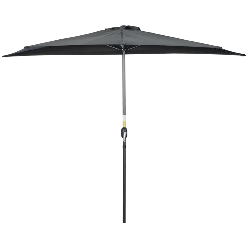 Black 3m Half Round Patio Umbrella with Crank Handle - No Base