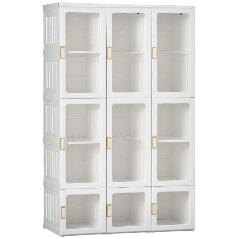 Portable Foldable Clothes Wardrobe for Bedroom with Cube Storage and Hanging Rods