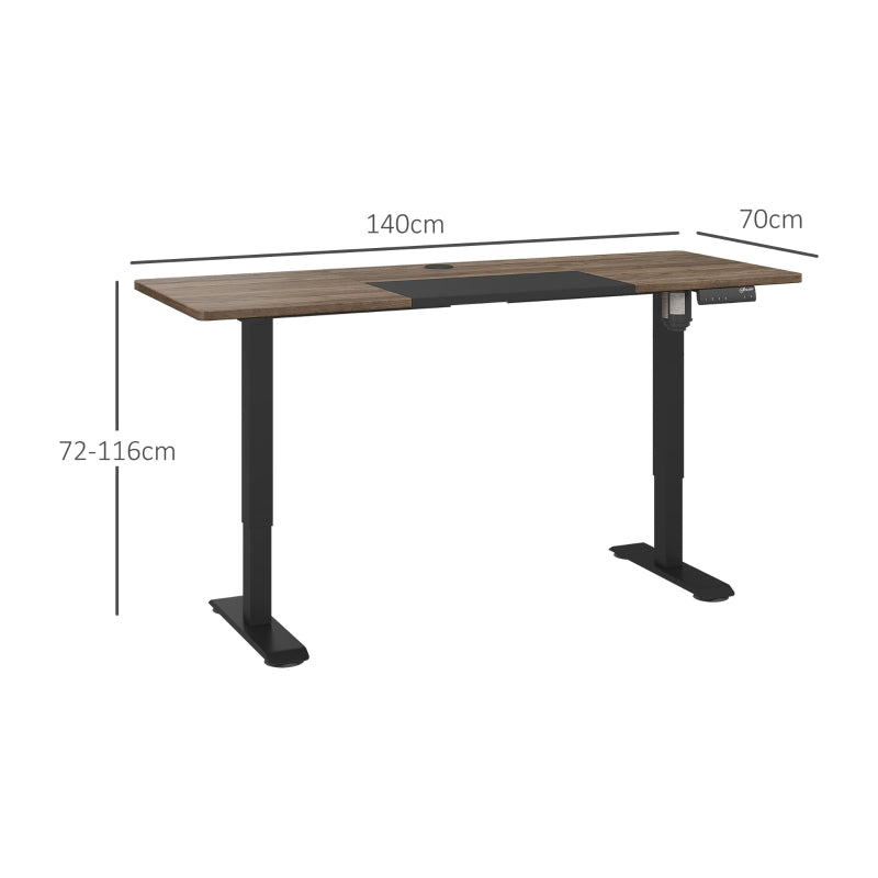 Vinsetto Adjustable Electric Standing Desk 72-116cm with LED Display - Modern Black Ergonomic Home Office Furniture
