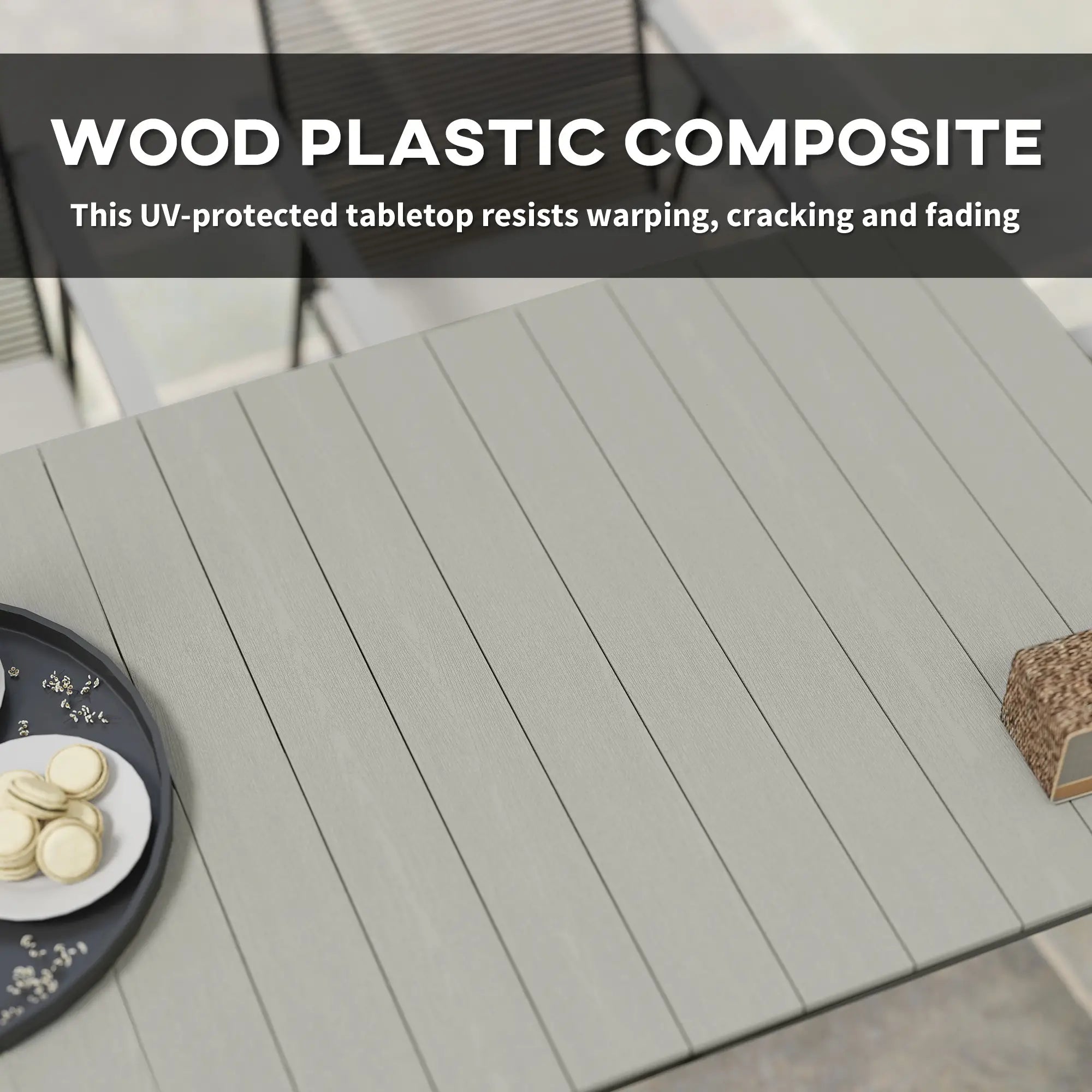 Grey 6 Seater Rattan Garden Dining Set with Cushions – Outdoor Patio Furniture with Rectangular Table