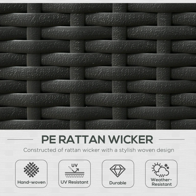 Black 5PC Rattan Sun Lounger Set with Adjustable Recliner and Storage Table