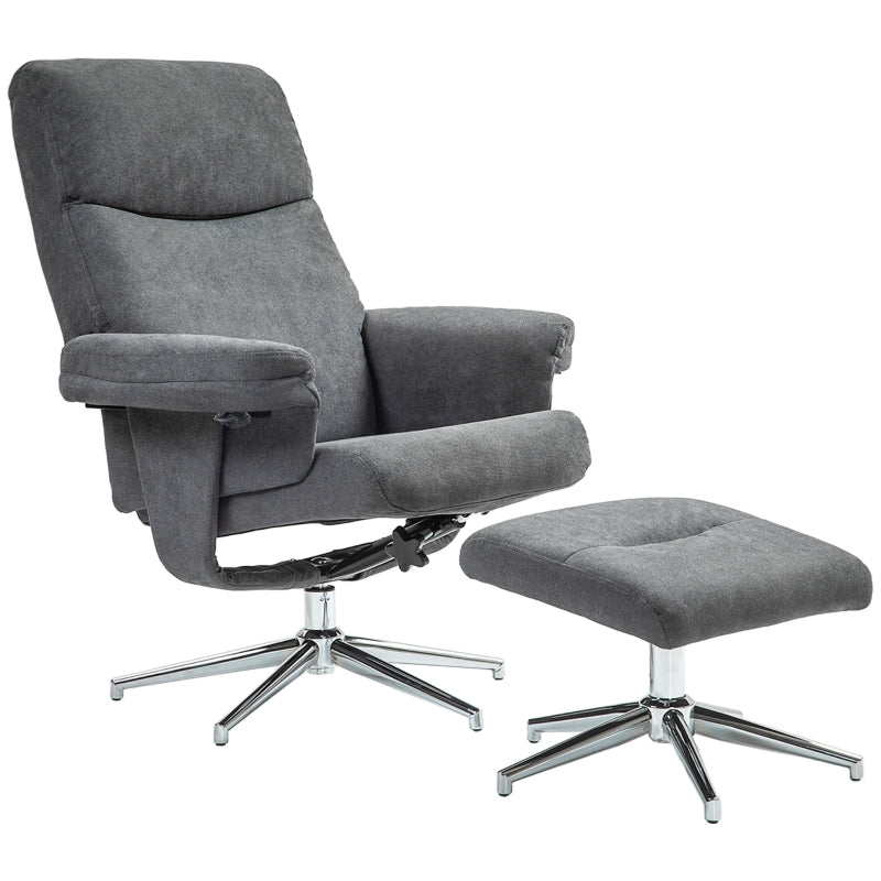 Velvet Recliner Chair with Ottoman in Dark Grey - Comfortable and Stylish Seating Solution