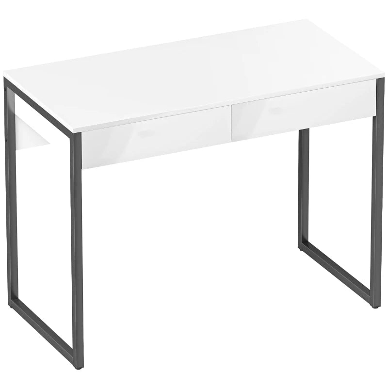 High Gloss White Work Table with Drawers - Modern Design, Durable Surface, Perfect for Home Office or Studio