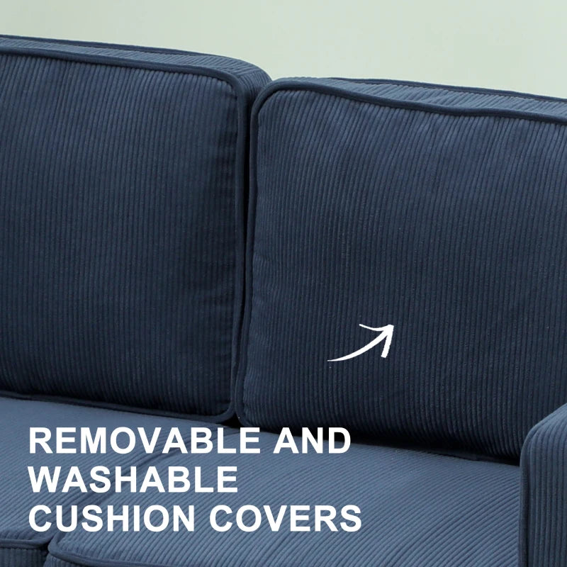 Small Blue Corduroy Two-Seater Sofa for Compact Living Spaces