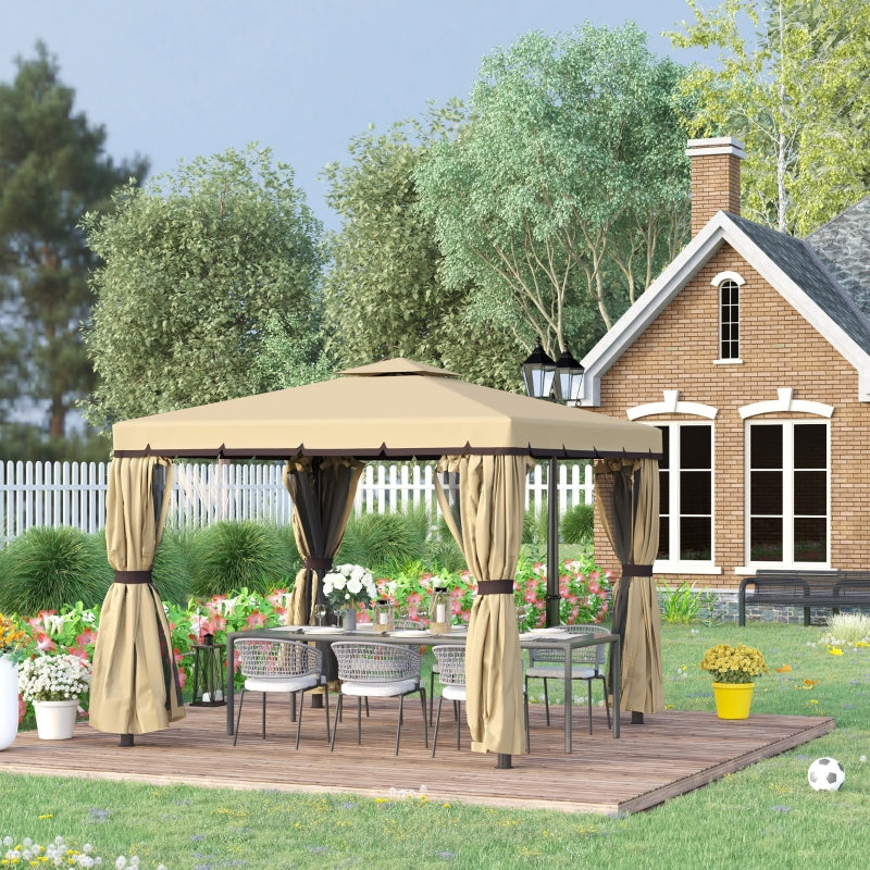 Beige 3m x 3m Water Repellent Gazebo