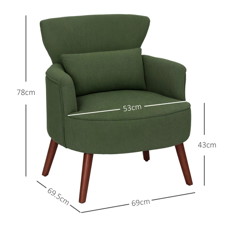 Green Corduroy Retro Accent Chair for Stylish Living Room Decor