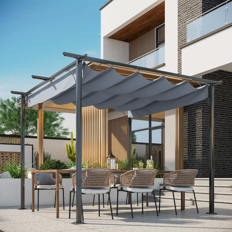 3m x 3m Metal Patio Gazebo With Grey Canopy