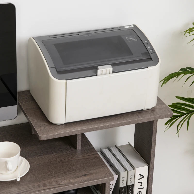 Modern Grey Computer Desk with Sliding Keyboard Tray & Storage Drawer - Stylish Home Office Workstation