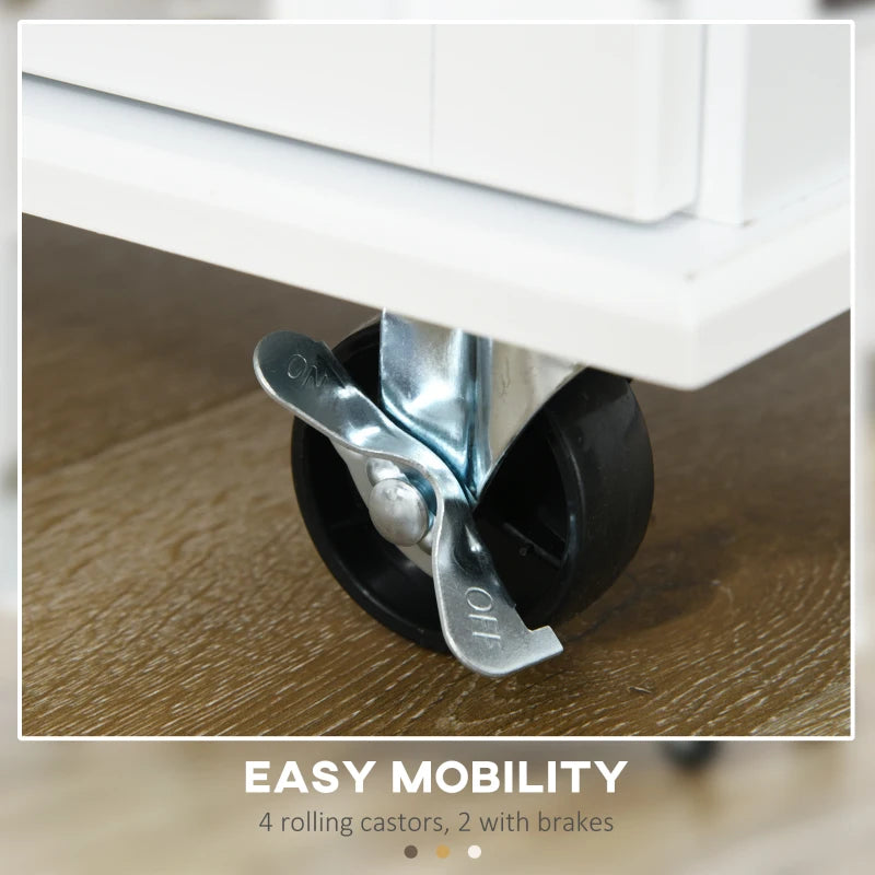 Rolling Kitchen Island with Drop Leaf and Storage Trolley on Wheels for Easy Mobility