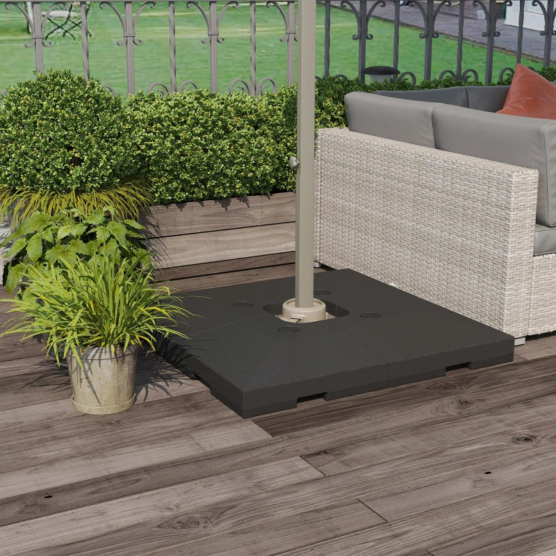 4-Piece Heavy Duty Parasol Base - 120KG Sand/80L Water Fillable - Cross Stand & Cantilever Holder