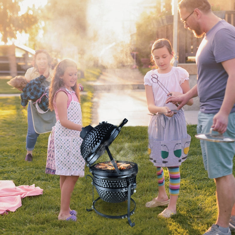 Black Cast Iron Ceramic Charcoal BBQ Oven