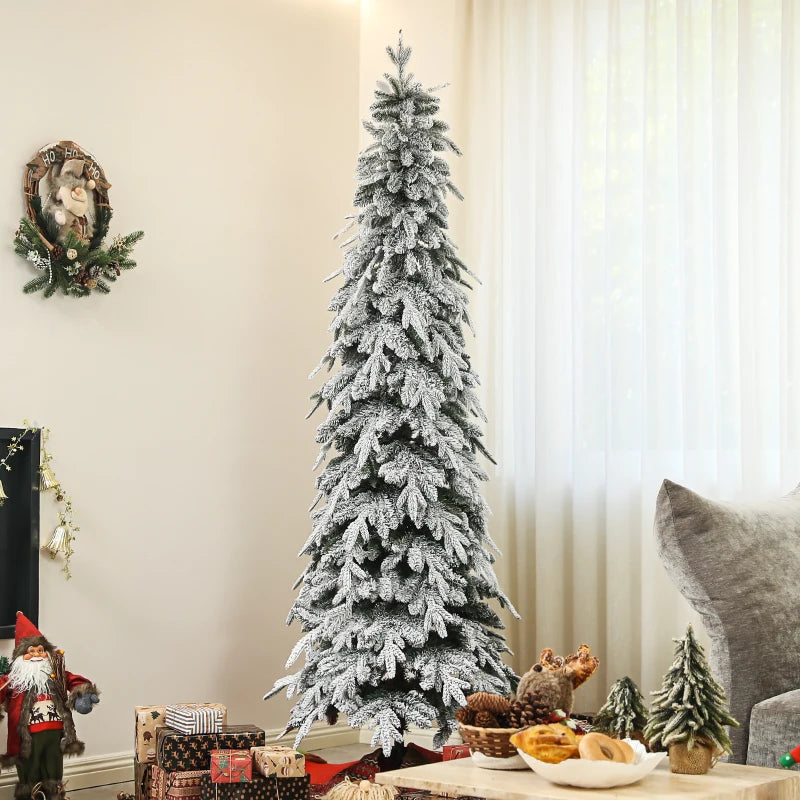 7ft Unlit Artificial Christmas Tree - Snow-Covered Holiday Decor for Festive Home Decoration