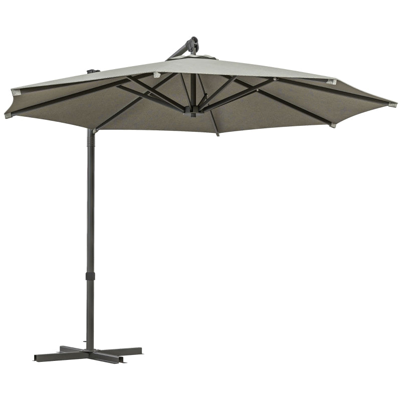 Beige 3m Overhanging Parasol with 360° Rotating Movement