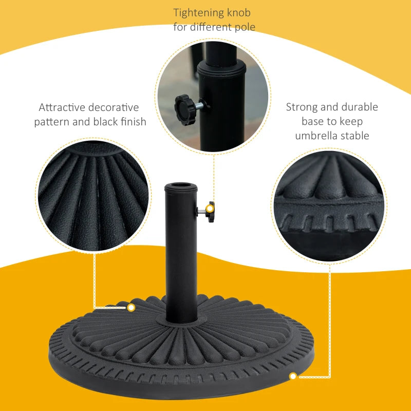 Black Round Cement Umbrella Base - Fits Φ35mm, Φ38mm, Φ48mm Pole