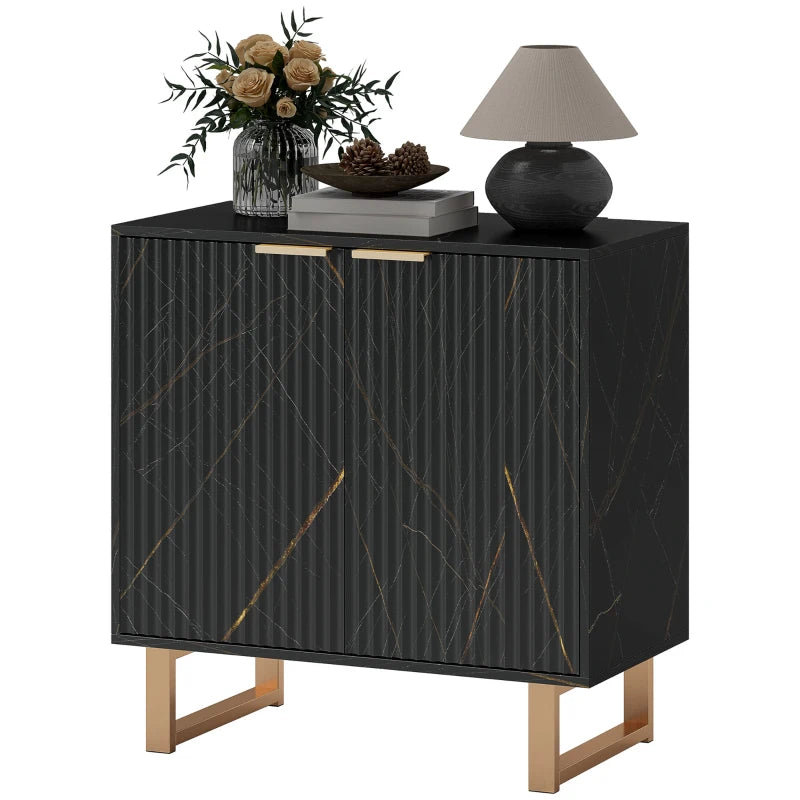 Elegant Black and Gold-Tone Storage Sideboard - Modern Design for Living Room, Dining Room, or Entryway