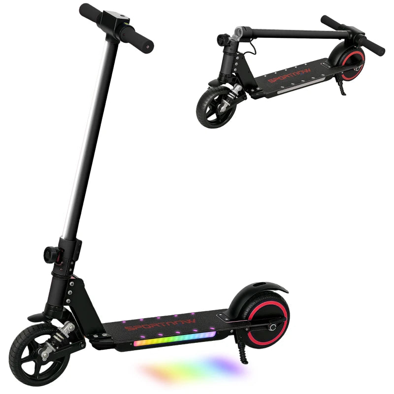 Folding Electric Scooter for Kids with Dual Brakes Front Suspension and LED Lights Black