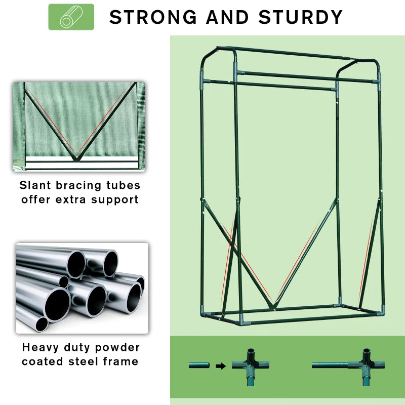 Greenhouse Plant Cover with Zipper - 100x50x150cm Green