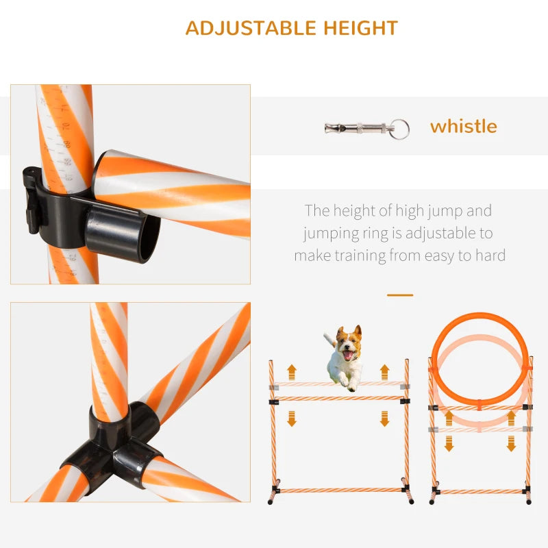 Dog Agility Training Set - Adjustable Jump Hurdles, Weave Poles, Pause Box & Carry Bag for Pet Exercise