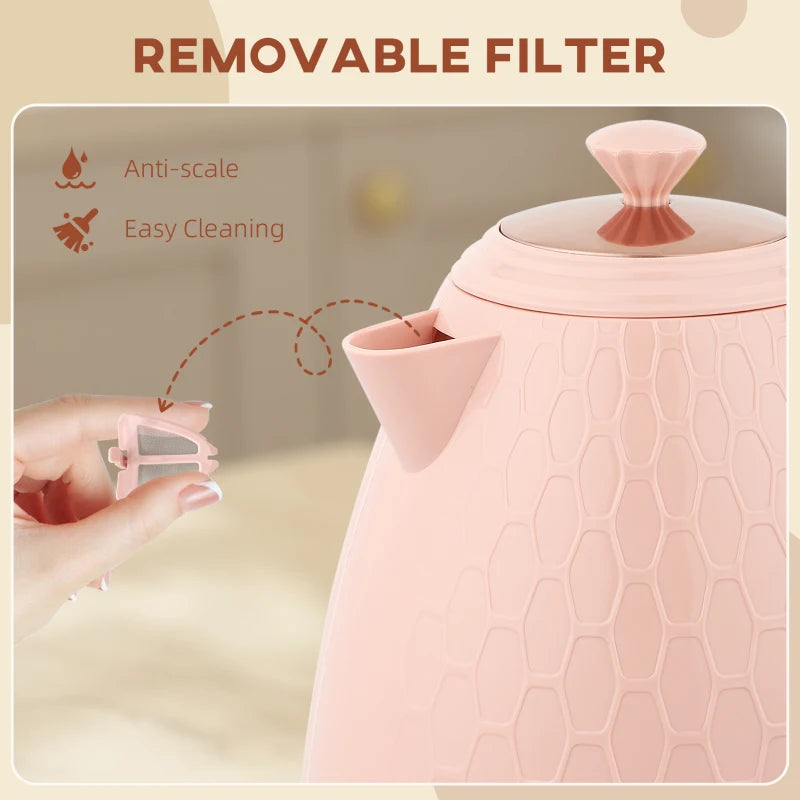 3kW Rapid Boil Light Pink Honeycomb Kettle - Stylish Electric Tea Maker for Quick Boiling and Modern Kitchens