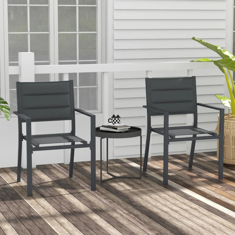 Dark Grey Aluminium Stackable Garden Chairs Set of 2